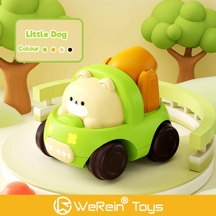 Adorable Animal Shaped Inertia Cars - Little Tiger Bear Pig Dog Cute Toy Vehicles for Kids