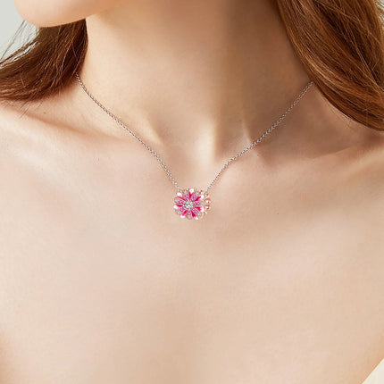 925 Silver Flowers Bouquet Rose Sunflower Blossom Petal Charms Beads Pendant Bracelet Necklace DIY Valentine's Day Gift Jewelry
