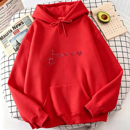 Harajuku Hand with Love Print Hoodies Spring Autumn Winter Casual Hoodies Sweatshirts Men Women Long Sleeve Clothes