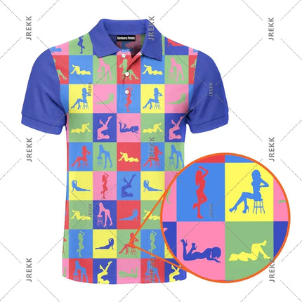 Sexy Full Print Humour Polo Shirt Men Hip Hop Street Personality Short Sleeve Button Golf Shirts Summer Carnival Party Funny Top