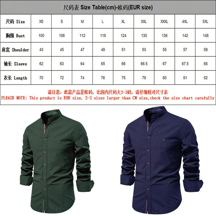 New Trendy Cotton-Linen Men's Business Shirt, Fashionable Solid Color Long-Sleeved Top.