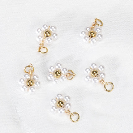 20pcs Stainless Steel Flower Imitation Pearl Beads Charms Pendants for Jewelry Making DIY Handmade Necklace Bracelet Accessories