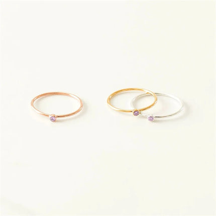 eManco Stainless Steel Birthstone Ring  Gold Color Simple Fashion Style For Women Festival Party Gift