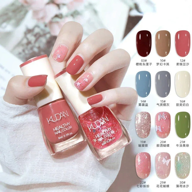8ml Water-based Nail Polish No Baking Long Lasting Semi-permanent Quick Dry non-peelable Nail Varnish DIY Fashion Manicure