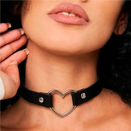 PU Leather Women Fashion Necklace Street Style Bdsm Bondage Erotic Collar Gothic Fetish Couple's Date or Nightclub Accessory