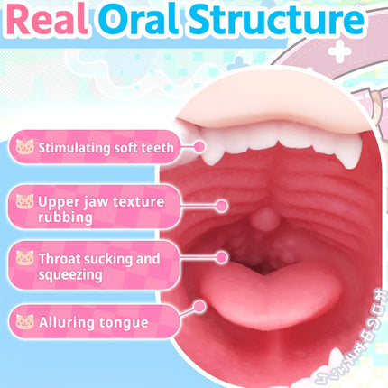 Male Masturbator Realistic Mouth Deep Throat Pocket Pussy Blowjob with Teeth Tongue Sex Toys for Men Masturbation Oral Sex 18+