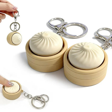 Mini Steamed Bun Stress Relief Soft and Slow Rebound Kneading Kneading Decompression Bun Clicker Keychain Decompression Keyring