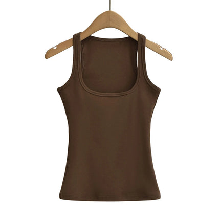 Summer U-neck Sculpted Square Neck Tank Top for Women New 2025 Fashionable Sleeveless Top