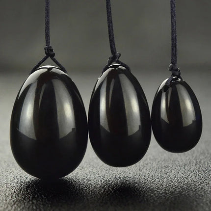 Black Obsidian Yoni Egg Natural Jade Massage Crystal Stone for Kegel Exercise Vaginal Muscle Massage Ben Wa Balls Massage Ball
