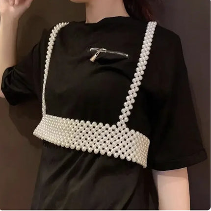 Sexy Accessories Women Bikini Pearl Chest chain Body Chain Jewelry Totally Hand-made Bra Fringed For Beach Nightclub Waist Chain