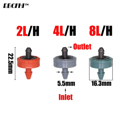 200-50pcs 2L 4L 8L Pressure Stable Flow Lawn Automatic Compensating Dripper Durable Compact Flexible Drip Irrigation Regulator
