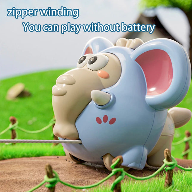Children's Pull-String Banana Elephant Winding Toy, Wind-Up Scooter, Creative Cartoon Cute Animal Pull-String Baby Crawling Toy