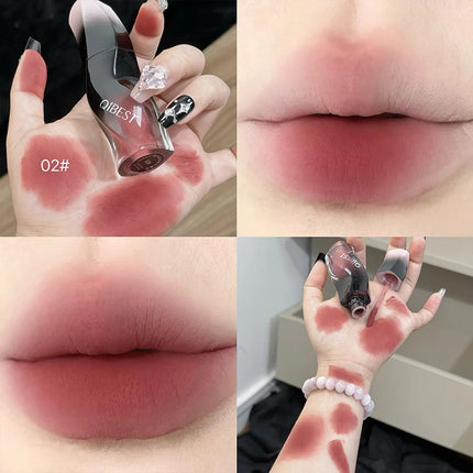 QIBEST 1PC Sexy Red Women's Lipstick Long Lasting Waterproof Liquid Lipstick Matte Lip Mud Non-Stick Cup Lip Gloss Tint Makeup