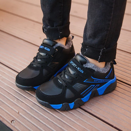 Kids' Sneakers Winter Plush Warm Leather Comfortable Tennis Shoes Casual Outdoor Sports Comfortable Tennis Shoes for Children
