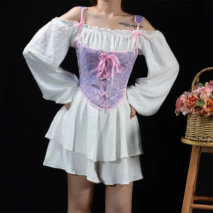 Fashion Lolita Shirt Women Corset Top Camis y2k Body Shaper Woman Clothing Blouses Sexy Waist Trainer Bustiers Ladies Underbust