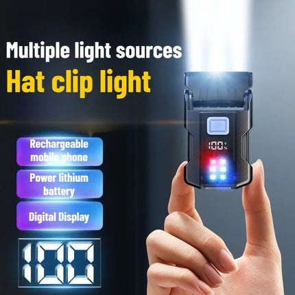 EDC Flashlight Mini Portable Type-C Rechargeable Magnetic Keychain Light Waterproof Hat Clip Lamp for Daily Carry Emergency