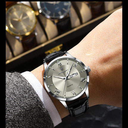 POEDAGAR Top Luxury Watch For Men Military Waterproof Luminous Date Week Man Wristwatch Leather Men's Quartz Watches Sport Reloj