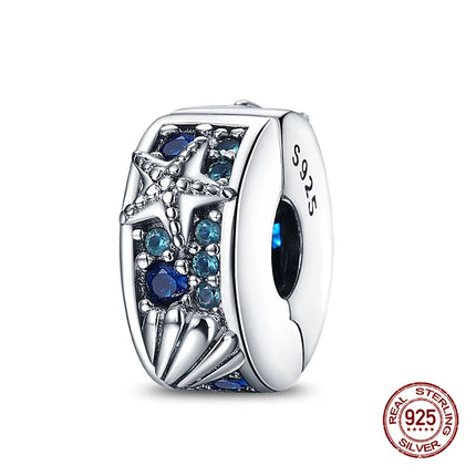 Charm 925 Silver Blue Ocean Life Theme Charm Beads Fit 3mm Original Bracelet For Women DIY Pendants Luxury Jewelry Gift Hot Sale