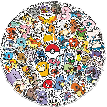 56PCS Cute Anime Pokemon Stickers Cartoon Pikachu Graffiti Sticker for Laptop Motorcycle Stationery DIY Kids Toys Decoration