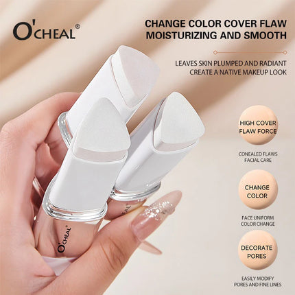 2-in-1 Color-Changing Foundation Stick Lightweight Moisturizing Concealer Foundation Cream Face Brightening Makeup Cosmetics