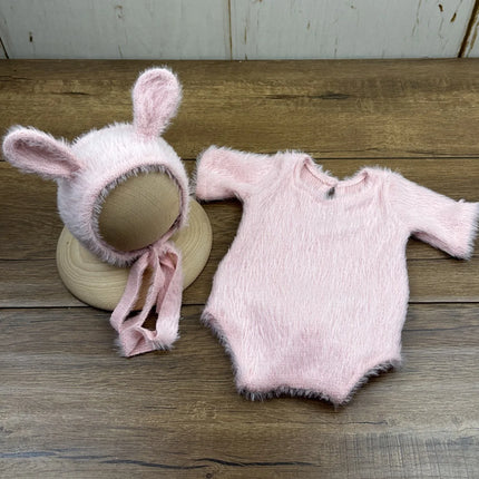 Newborn Photography Props Knitted Outfit Rabbit Doll Baby Cosplay Glasses Baby Photoshoot Props Accessories