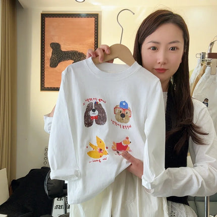 Spring Autumn Boys' Girls' Cotton T-shirts Color-blocking Long-sleeved T-shirts Casual Fashion Children's Clothing Base Shirts