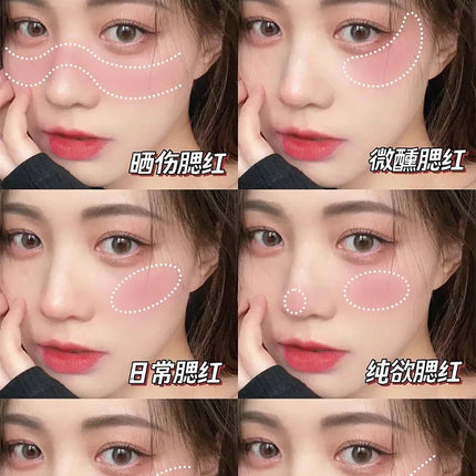 Long ears Monochrome blush white matte cosmetics vitality girl nude makeup natural smudge monochrome blush plate