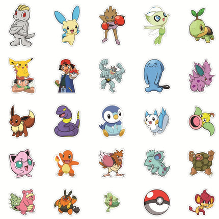 10/30/50/100pcs Funny Pokemon Stickers for Phone Laptop Skateboard Sticker Kawaii Kids Anime Classic Pikachu Psyduck Decal Toy