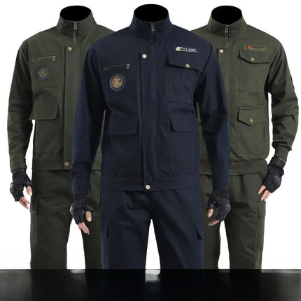 Thickened Work Uniform Set for Men Spring Autumn Auto Repair Welding Heat Resistant Wearable Labor Protection Clothing for Co...