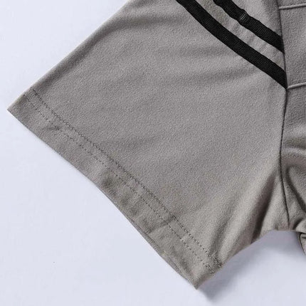 2025 New Men's Casual Fashion Solid Color Short Sleeved Polo Shirt Stand Up Collar Versatile Comfortable Top