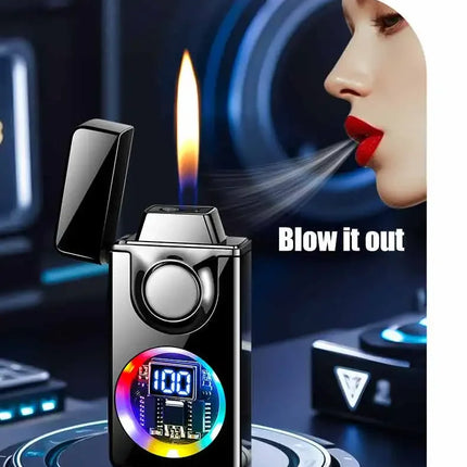 2025 Voice Controlled Ignition Gas Lighter 4 Ignition Methods Battery Display Open Fire Switching Jet Fire USB Electric Lighters