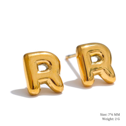 Yhpup 26 Initial Letter A-Z  Stainless Steel Gold Color Stud Earrings 18K PVD Waterproof Plated Daily Versatile Basic Jewelry