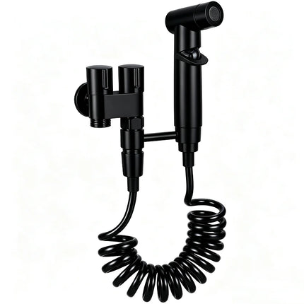 Handheld toilet nozzle pressurization spray suit double outlet angle valve wall mounted double outlet toilet accessories