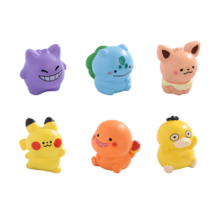 6-piece Mini Pok É Mon Resin Doll Set - Cute Pikachu DIY Car Dashboard and Desktop Decoration, Fan Collectible Toys