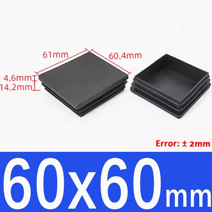 Black Plastic Square Oblong Pipe Plug 13x13mm~100x100mm Insert Table Chair Furniture Foot Cover Anti Slip Blanking End Cap