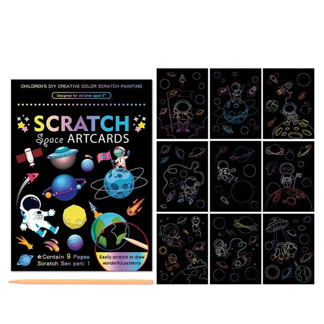 Rainbow Color Scratch Art Painting Paper Card Kit Cartoon Dinosaur Magic Drawing Board Kids DIY Educational Toys Christmas Toys