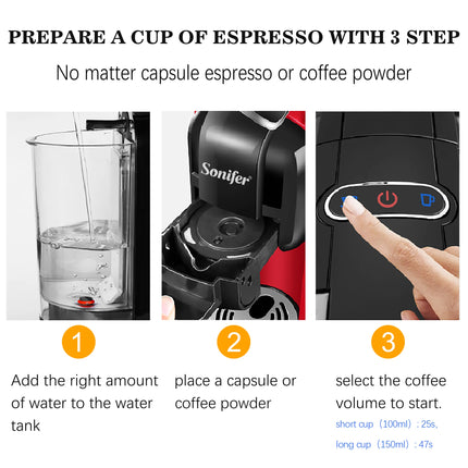 Italian Espresso Electric Coffee Capsule Machine 3 in 1 For Nestle Capsules Kitchen Appliances 19 bar Coffee Machine Sonifer