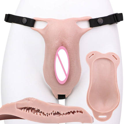 FAAK Male Hiding gaff Panties Male to Female Sex Toy Pads Strapon Insertable  Silicone Fake Vagina Clitoris Pads For Transgende