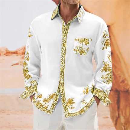 3D printed poker print, high-quality and comfortable men's boutique fashion long-sleeved shirt, trendy printed men's shirt