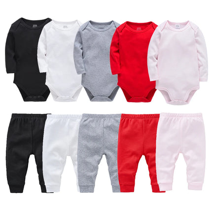2/3 Pcs/set Baby Clothing Set 100% Cotton Plain Baby Romper+Pant Newborn Bodysuit Trousers Blank Legging Kids Clothes For 0-12M