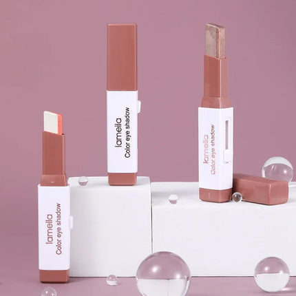 Double Color Eyeshadow Stick Gradient Shimmer Cream Pen Eye Makeup Cosmetic Eyeshadow Stick Korean Makeup