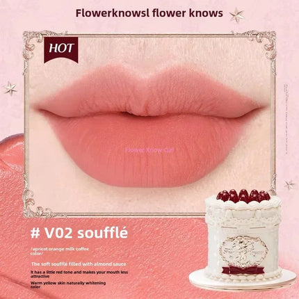 Flower Knows Strawberry Cupid Cake Lip Mud Mist Matte Velvet Lip Cream Lip Makeup 5ml
