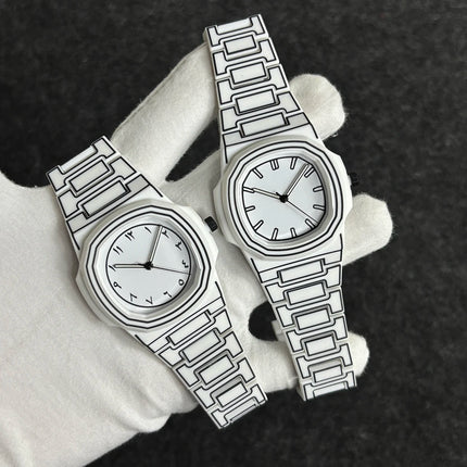 Top-quality luxurious men's sketch quartz watch with Arabic numeral display in 3D comic style
