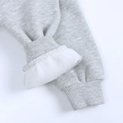 2024 New Autumn Girls Hoodies 9M-6T Kids Solid Colored Plush Pullover Children Boys Tops 9 Colors