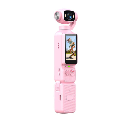Handheld Gimbal Action Camera 4K HD 180° Rotatable Lens Anti-shake Pocket Vlog Camera with Fill Light for Outdoor Sports