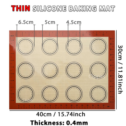 1PC 2PCS Slicone Baking Mats for Oven, Thin 0.4mm 40x30cm, Reusable Nonstick Bakeware Sheets, for Macaron Cookie
