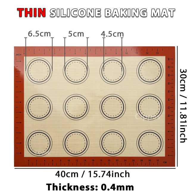 1PC 2PCS Slicone Baking Mats for Oven, Thin 0.4mm 40x30cm, Reusable Nonstick Bakeware Sheets, for Macaron Cookie