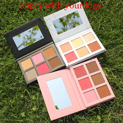 DIY 6-color Private Label Blush Highlight Powder Concealer Contour Palette Custom Bulk Waterproof Matte Makeup 3-color Package
