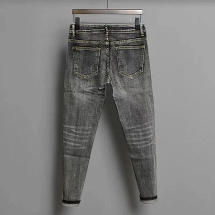 Male Cowboy Pants Black Trousers with Pockets Jeans for Men Cropped Stacked High Quality New in Autumn Clothing 2025 Fashion Xs