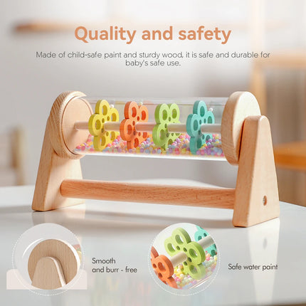 Wooden Rainmaker Toy for Babies Soothing Rain Sound Easy to Grasp Smooth Burr Free Water Based Paint Two Ways to Play Baby Gifts